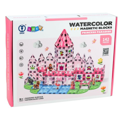 Klocki Magnetyczne Z Figurkami Pigmenty Karty Do Malowania Różowe 142 el.