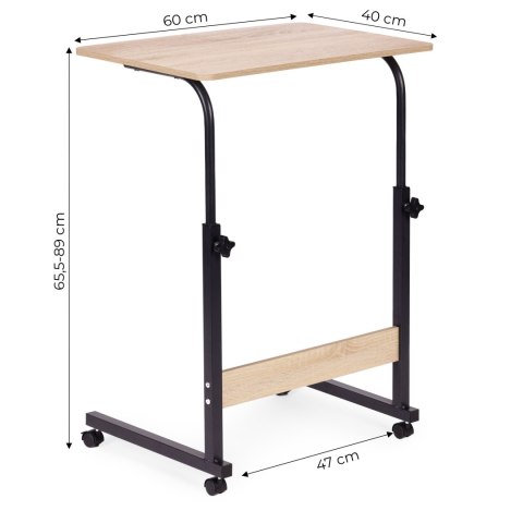 Mobilny stolik pod laptopa biurko dostawiane do fotela jasny dąb ModernHome