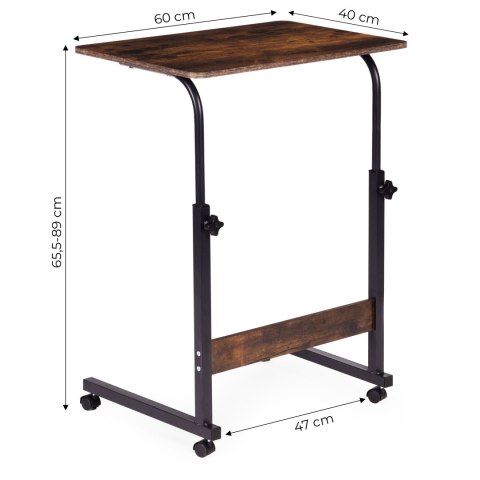 Mobilny stolik pod laptopa biurko dostawiane do fotela postarzany orzech ModernHome