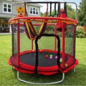 Trampolina dla dzieci ogrodowa siatka piłki koszykówka 150cm czerwona