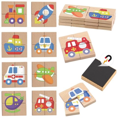 Układanka drewniana puzzle magnetyczne - pojazdy - Viga Toys