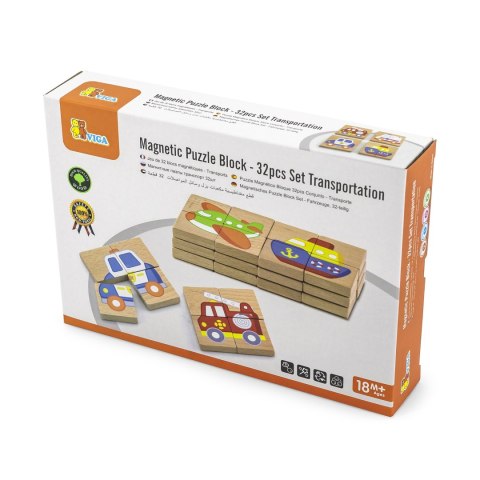 Układanka drewniana puzzle magnetyczne - pojazdy - Viga Toys