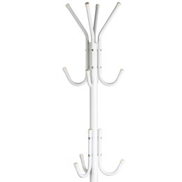 Wieszak stojący 11 haczyków na ubrania metal biały ModernHome