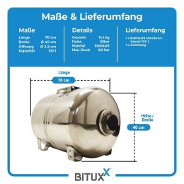 Zbiornik membranowy ze stali nierdzewnej BITUXX 100L zbiornik ciśnieniowy 8 bar do domowych instalacji wodnych