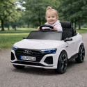 AUDI SQ8 BIAŁY Auto na akumulator, Pilot, Światła, Muzyka, Skóra, koła EVA
