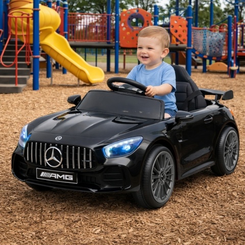Auto dla Dzieci Mercedes GTR-S czarny na akumulator Pilot, koła Eva, miękki fotelik
