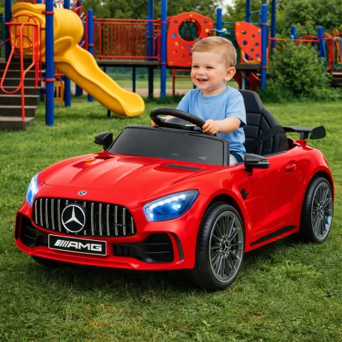 Auto dla Dzieci Mercedes GTR-S czerwony na akumulator Pilot, koła Eva, miękki fotelik