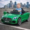 Auto dla Dzieci Mercedes GTR-S zielony na akumulator Pilot, koła Eva, miękki fotelik