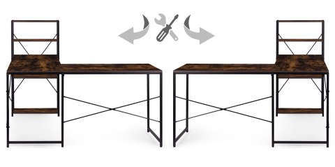 Biurko narożne z regałem 4 półki komputerowe postarzany orzech loftowe ModernHome