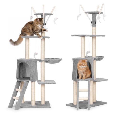 Drapak dla kota legowisko słupek wieża do drapania domek 134 cm szary Petsi