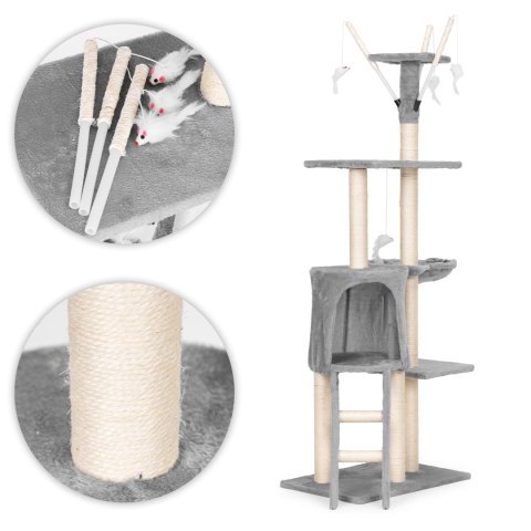 Drapak dla kota legowisko słupek wieża do drapania domek 134 cm szary Petsi