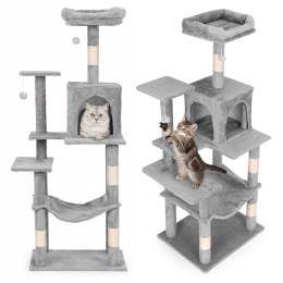 Drapak dla kota legowisko słupek wieża do drapania domek 146 cm szary Petsi