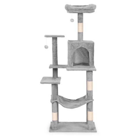 Drapak dla kota legowisko słupek wieża do drapania domek 146 cm szary Petsi