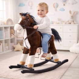 Duży konik KOŃ na biegunach merda ogonem ZA0052