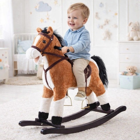 Duży konik KOŃ na biegunach merda ogonem ZA0052