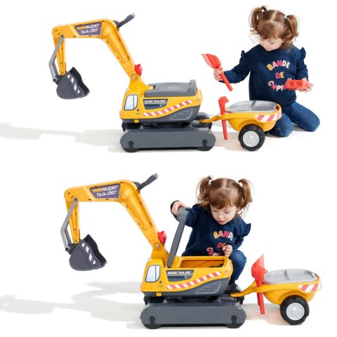 FALK Koparka Super Builder z Przyczepą i Akcesoriami