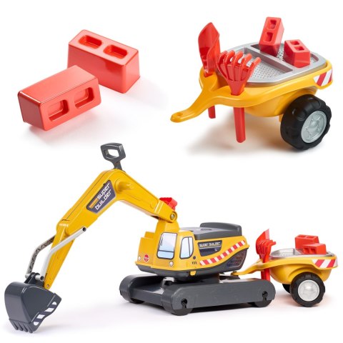 FALK Koparka Super Builder z Przyczepą i Akcesoriami