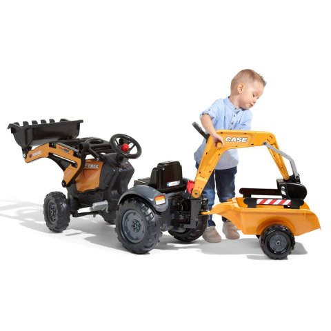 FALK Traktor na Pedały CASE z Łyżką Koparką i Przyczepą 2-5 lat