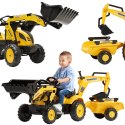 FALK Traktor na Pedały Komatsu z Łyżką Koparką i Przyczepą