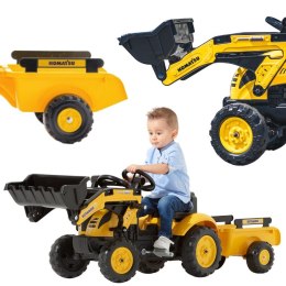 FALK Traktor na Pedały Koparka Komatsu z Przyczepą i Łyżką