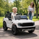 FORD RANGER Raptor BIAŁY Auto na akumulator EVA Skóra pilot AKUMULATOR LION