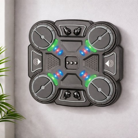 Interaktywna Tarcza Bokserska Muzyczna Światła LED 3 Poziomy Czarna