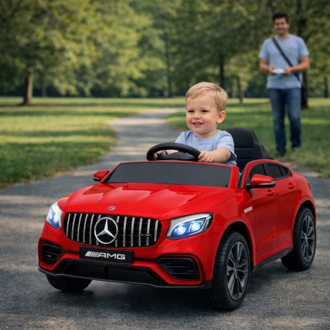 MERCEDES GLC63s CZERWONY Auto na akumulator napęd 4x4 SKÓRA