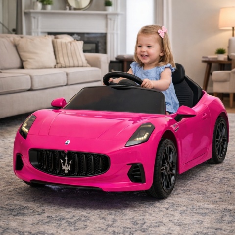 Maserati GranTurismo RÓŻOWY Auto na akumulator, Skóra, Pilot, Światła, Muzyka, Koła EVA