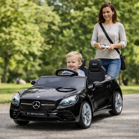 Mercedes SLC 300 CZARNY Autko na akumulator Piankowe Koła Eva, miękki fotelik, Pilot