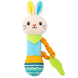 Pluszowa Grzechotka Zajączek Z Gryzakiem i Piszczałką Dla Niemowląt