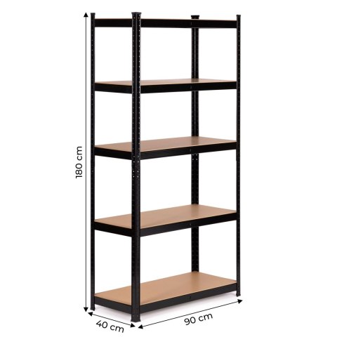 Regał metalowy magazynowy 180x90x40 cm do garażu piwnicy 5 półek 875 kg ModernHome