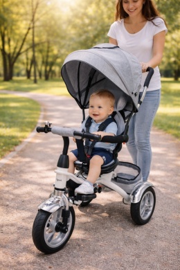 Rowerek Trójkołowy T3 szary R-Sport Koła pompowane