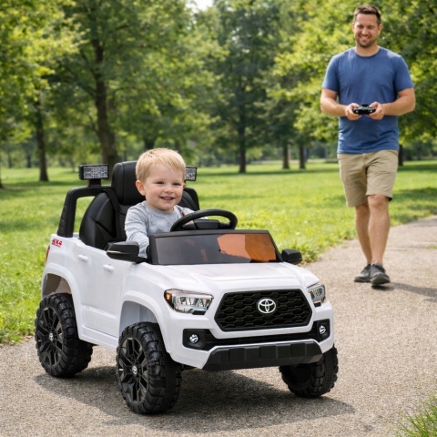 Toyota Tacoma BIAŁY Autko na akumulator miękki fotelik pilot