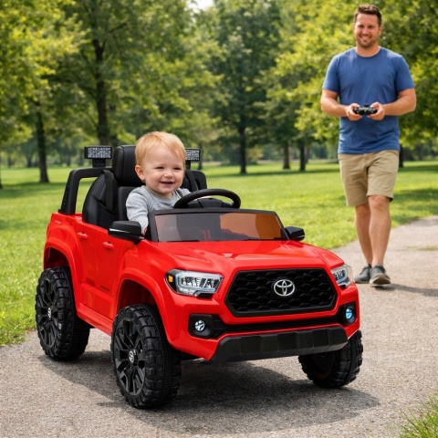 Toyota Tacoma CZERWONY Autko na akumulator miękki fotelik pilot