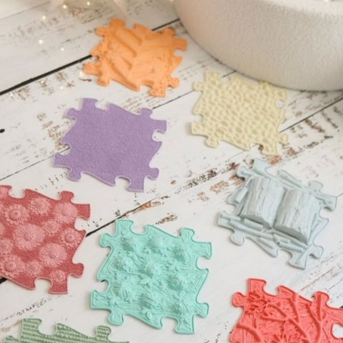 WOOPIE Mata Sensoryczna Puzzle 8 el. Pastelowa Tęcza