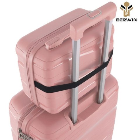 Zestaw walizek BERWIN Torna 4w1 - twarde walizki na kółkach + kosmetyczka DUSTY Rose