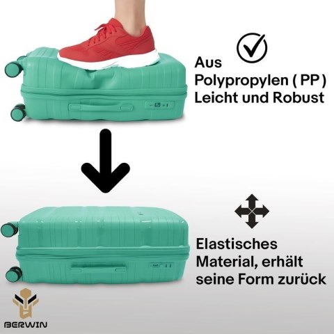 Zestaw walizek BERWIN Torna 4w1 - twarde walizki na kółkach + kosmetyczka Fresh Mint