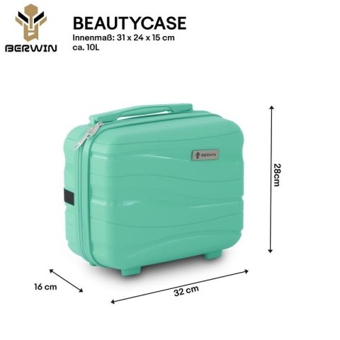 Zestaw walizek BERWIN Torna 4w1 - twarde walizki na kółkach + kosmetyczka Fresh Mint