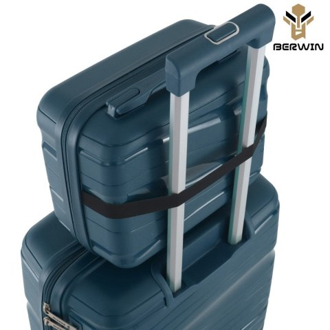 Zestaw walizek BERWIN Torna 4w1 twarde walizki na kółkach + kosmetyczka OCEAN Petrol