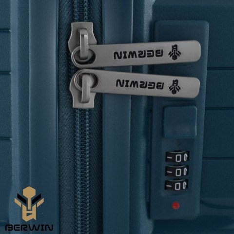 Zestaw walizek BERWIN Torna 4w1 twarde walizki na kółkach + kosmetyczka OCEAN Petrol