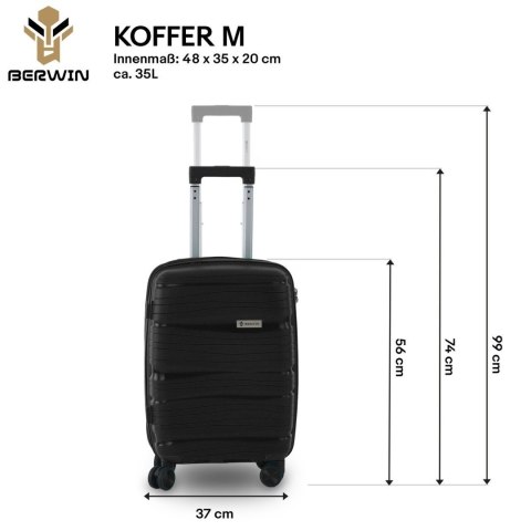 Zestaw walizek BERWIN Torna 4w1 twarde walizki na kółkach + kosmetyczka TITAN Schwarz