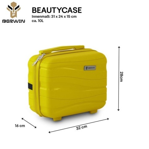 Zestaw walizek BERWIN Torna 4w1 - twarde walizki na kółkach + kosmetyczka Tropic Gelb