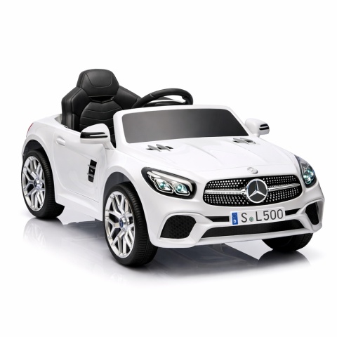 Autko na akumulator Mercedes SL500 BIAŁY Piankowe Koła EVA, fotelik ekoskóra- NOWA WERSJA
