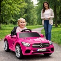 Autko na akumulator Mercedes SL500 RÓŻOWY Piankowe Koła EVA, fotelik ekoskóra- NOWA WERSJA