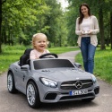 Autko na akumulator Mercedes SL500 SZARY Piankowe Koła EVA, fotelik ekoskóra- NOWA WERSJA