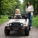 Autko na akumulator Toyota FJ Cruiser BIAŁY, 4x4, Fotelik z ekoskóry, pilot, koła EVA