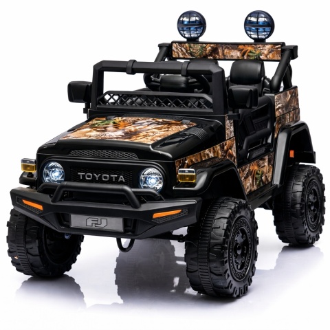 Autko na akumulator Toyota FJ Cruiser CZARNY, 4x4, Fotelik z ekoskóry, pilot, koła EVA
