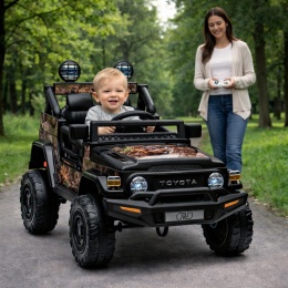 Autko na akumulator Toyota FJ Cruiser CZARNY, 4x4, Fotelik z ekoskóry, pilot, koła EVA