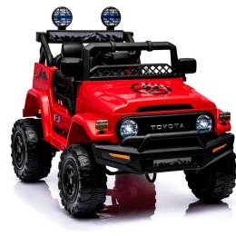 Autko na akumulator Toyota FJ Cruiser CZERWONY, 4x4, Fotelik z ekoskóry, pilot, koła EVA