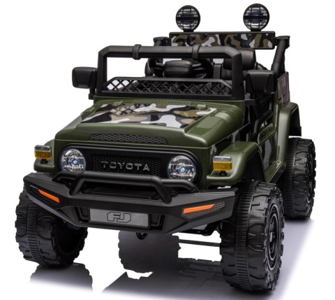Autko na akumulator Toyota FJ Cruiser ZIELONY, 4x4, Fotelik z ekoskóry, pilot, koła EVA